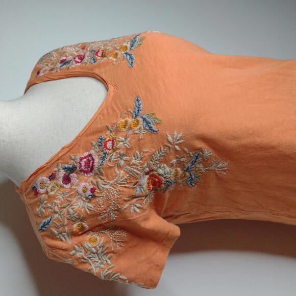 Preloved Sundance Women's Orange Floral Top Size XS - Picture 2 of 6